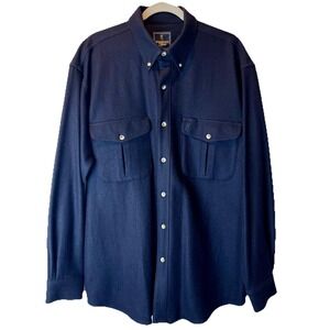 Vintage Browning Gold Outdoor Shirt Mens Large Blue Sportsman's Apparel Wool